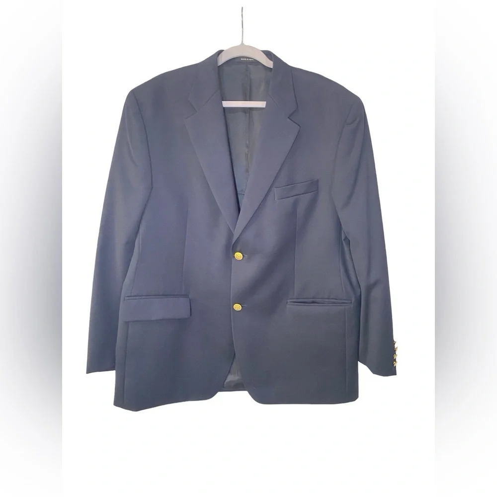 Ralph Lauren Men’s‎ Navy Wool Blazer Sport Coat Gold Buttons size 44R